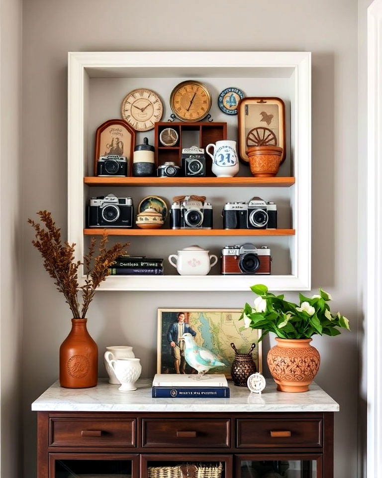 foyer with personal collection display - 50 Foyer Decor Ideas