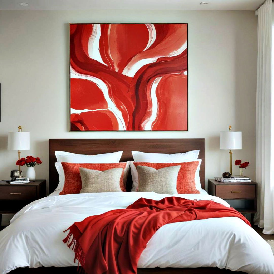 framed artwork for red bedroom - 20 Red Bedroom Ideas