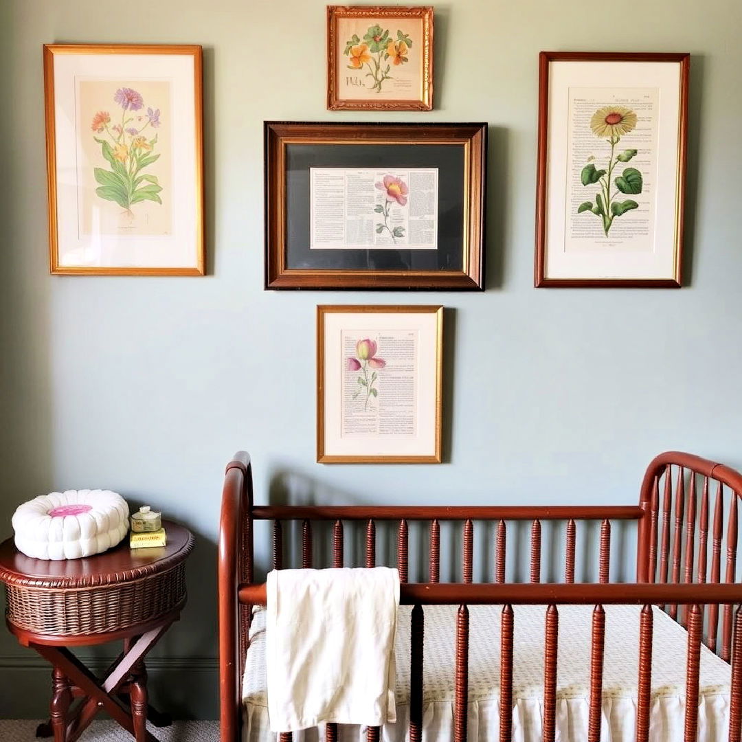 framed vintage wall art - 25 Vintage Nursery Ideas