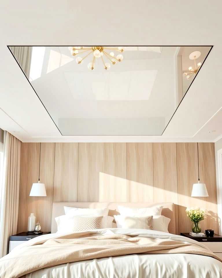 frameless ceiling mirror above bed - 20 Mirror on Ceiling Above Bed Ideas