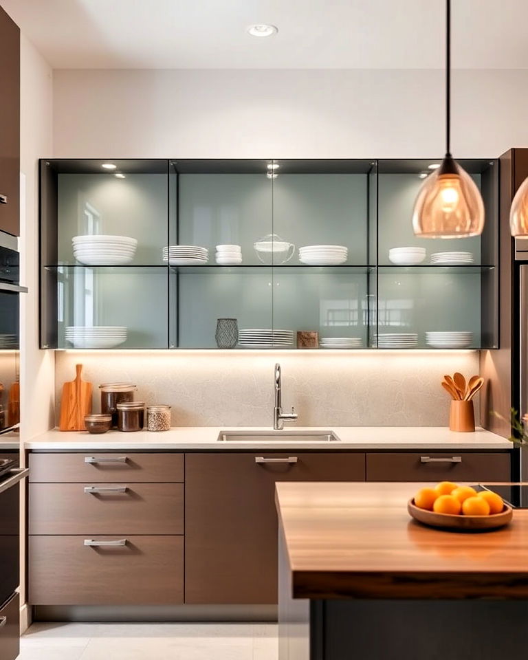 frameless glass cabinets for modern kitchen - 20 Modern Style Glass Kitchen Cabinets