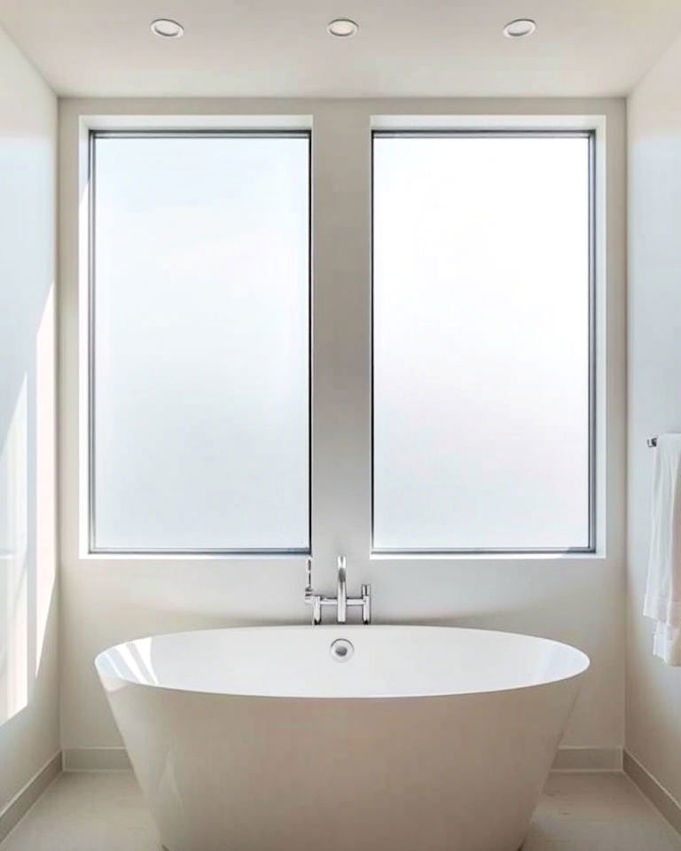 frameless glass windows above the bathtub - 20 Windows Above Bathtub Ideas
