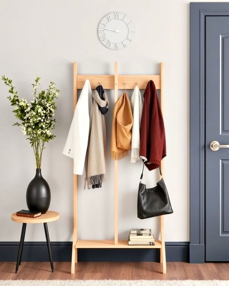free standing coat rack with clean lines - 20 Scandinavian Entryway Ideas