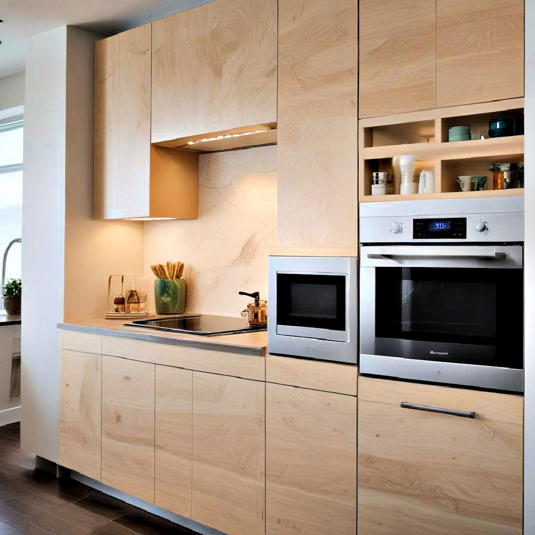 free up counter space with built in microwave - 40 Modern Kitchen Ideas