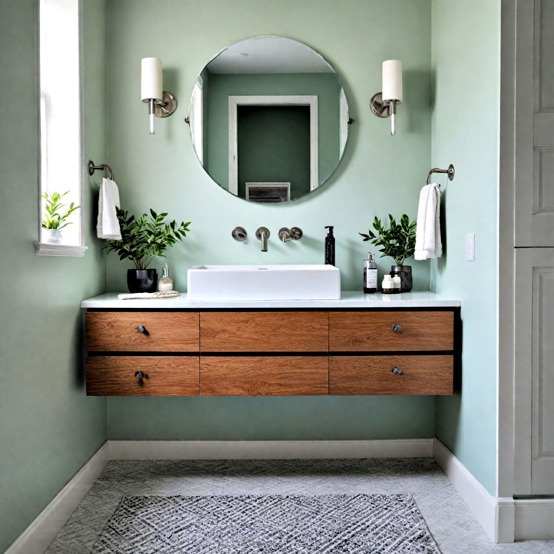 free up floor space with floating vanity - 25 Bathroom Cabinet Ideas
