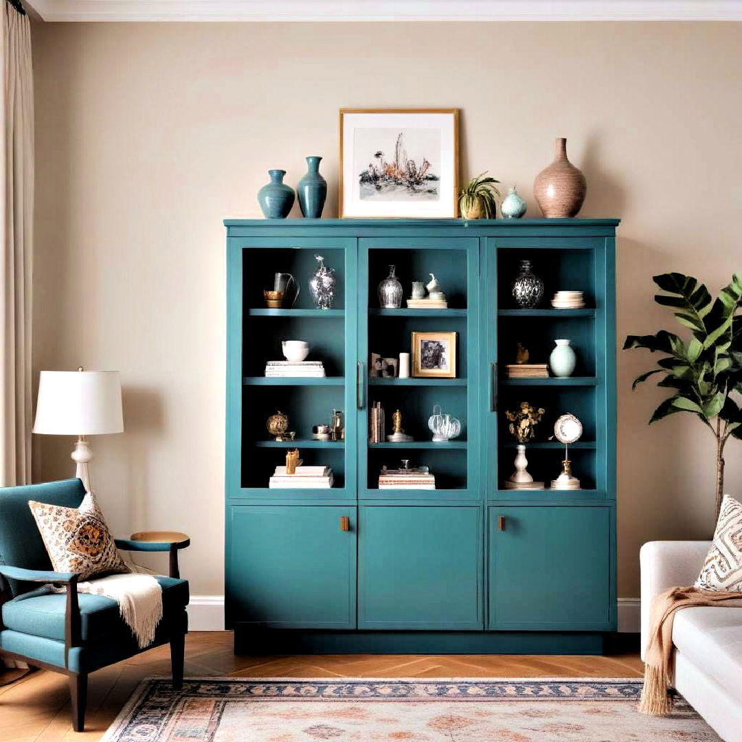 freestanding teal cabinets - 25 Teal Living Room Ideas