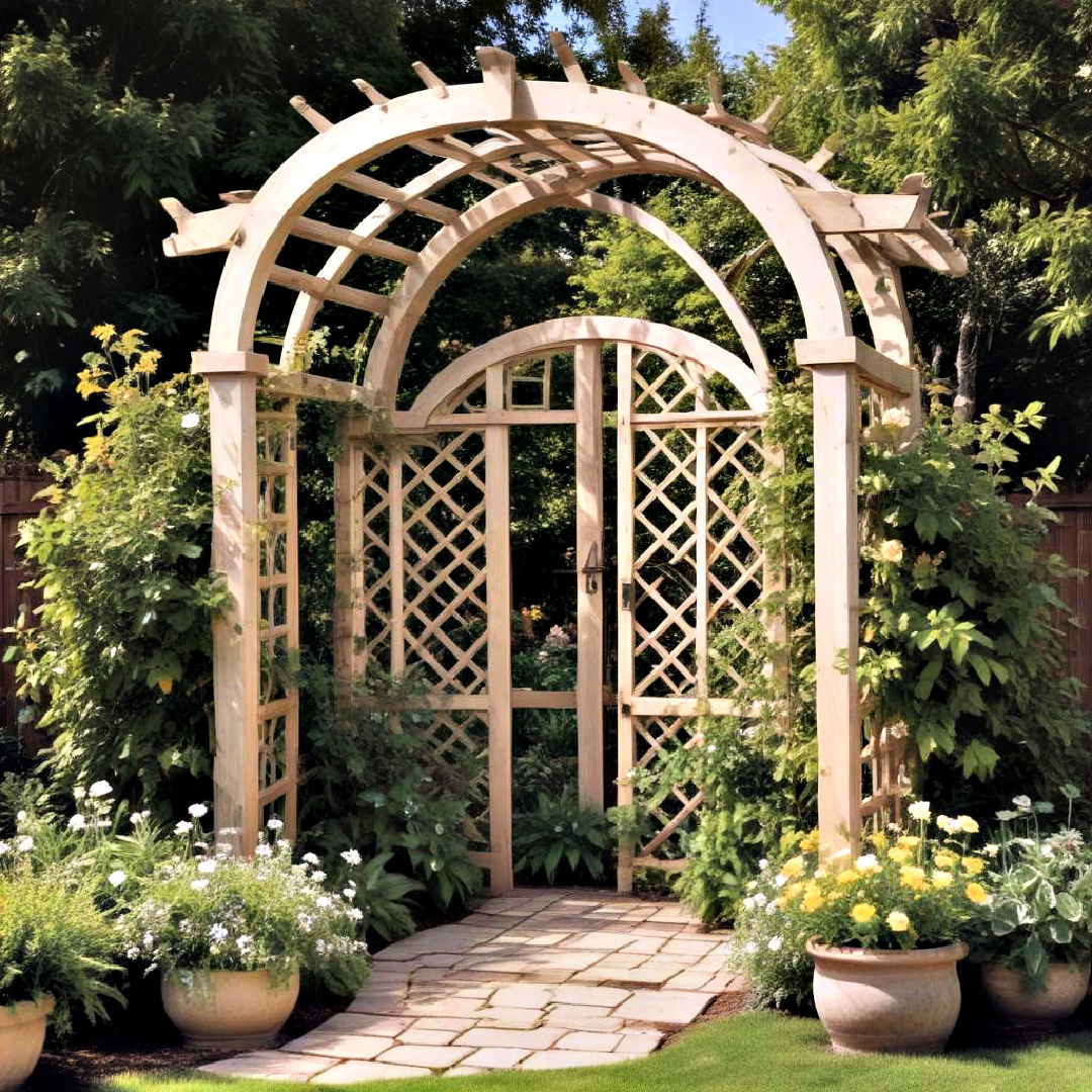 freestanding trellis arbor idea - 30 Outdoor Privacy Screen Ideas