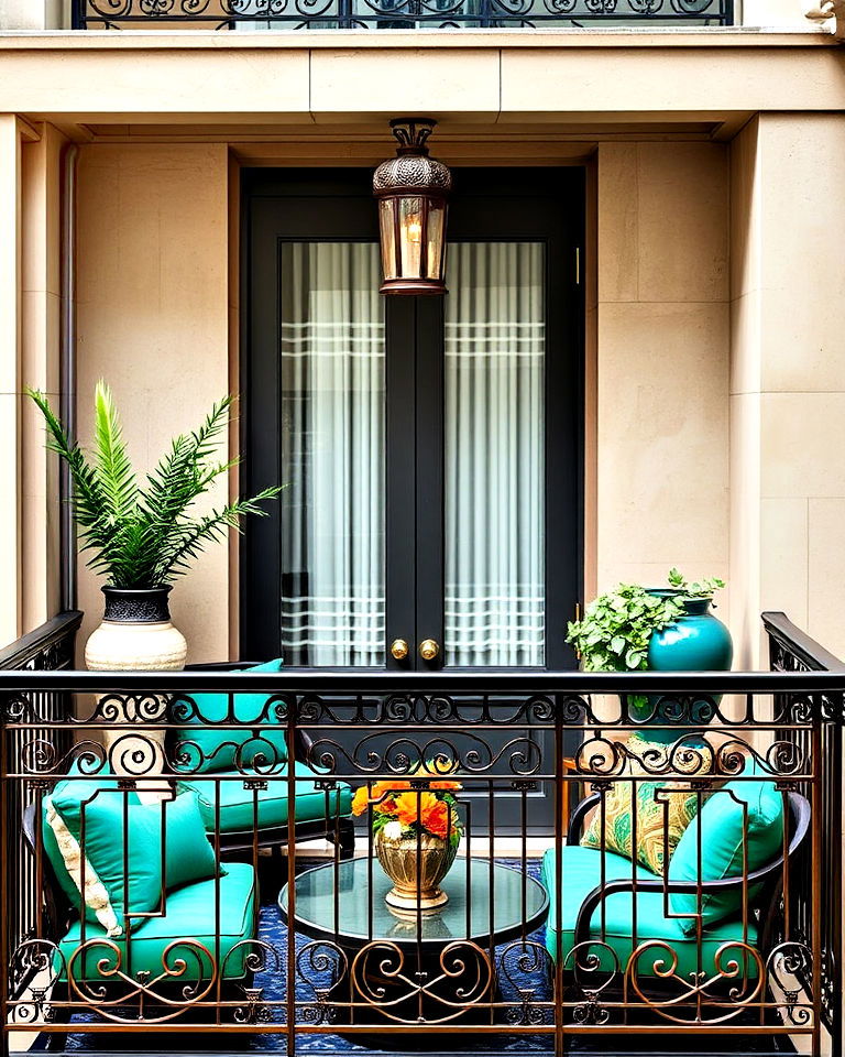 french balcony with art deco elements - 25 French Balcony Ideas
