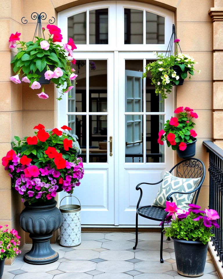 french balcony with floral paradise - 25 French Balcony Ideas