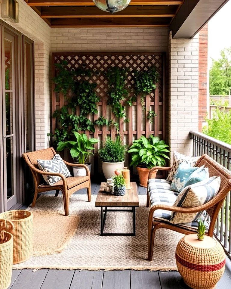 french balcony with textured elements - 25 French Balcony Ideas