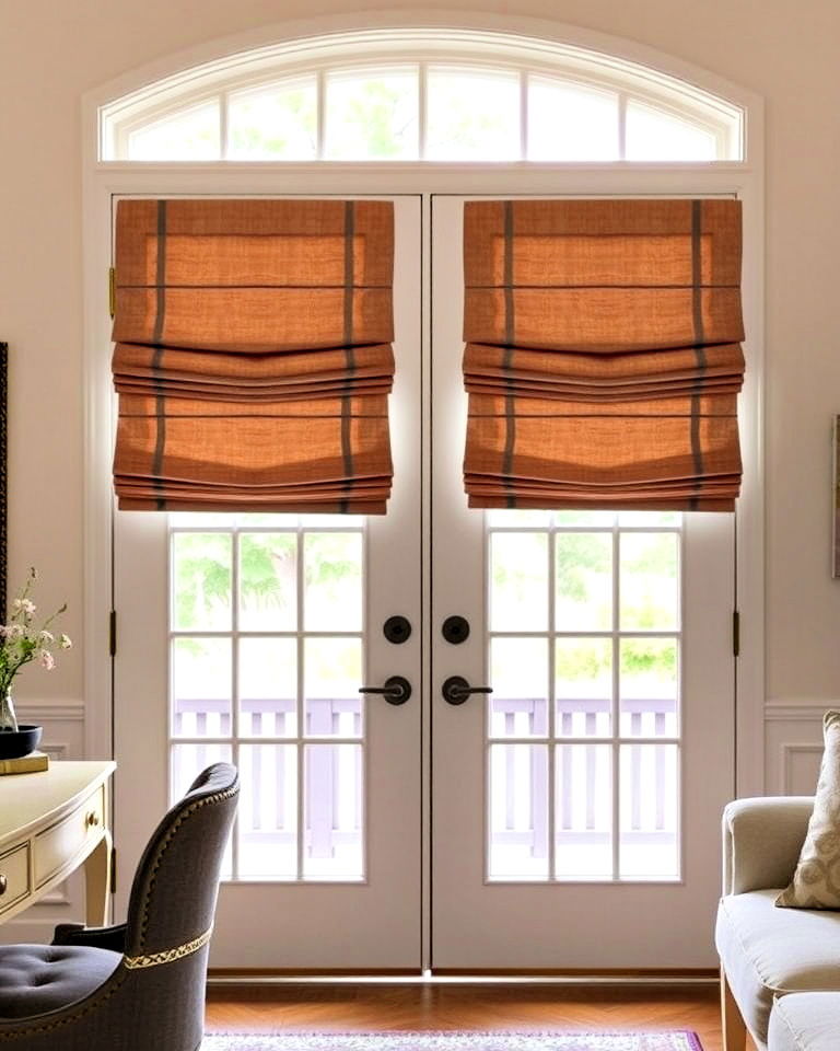 french doors with roman shades - 20 Window Treatments for French Doors