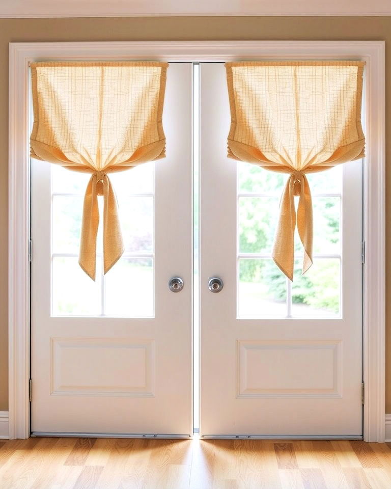 french doors with tie up shades - 20 Window Treatments for French Doors