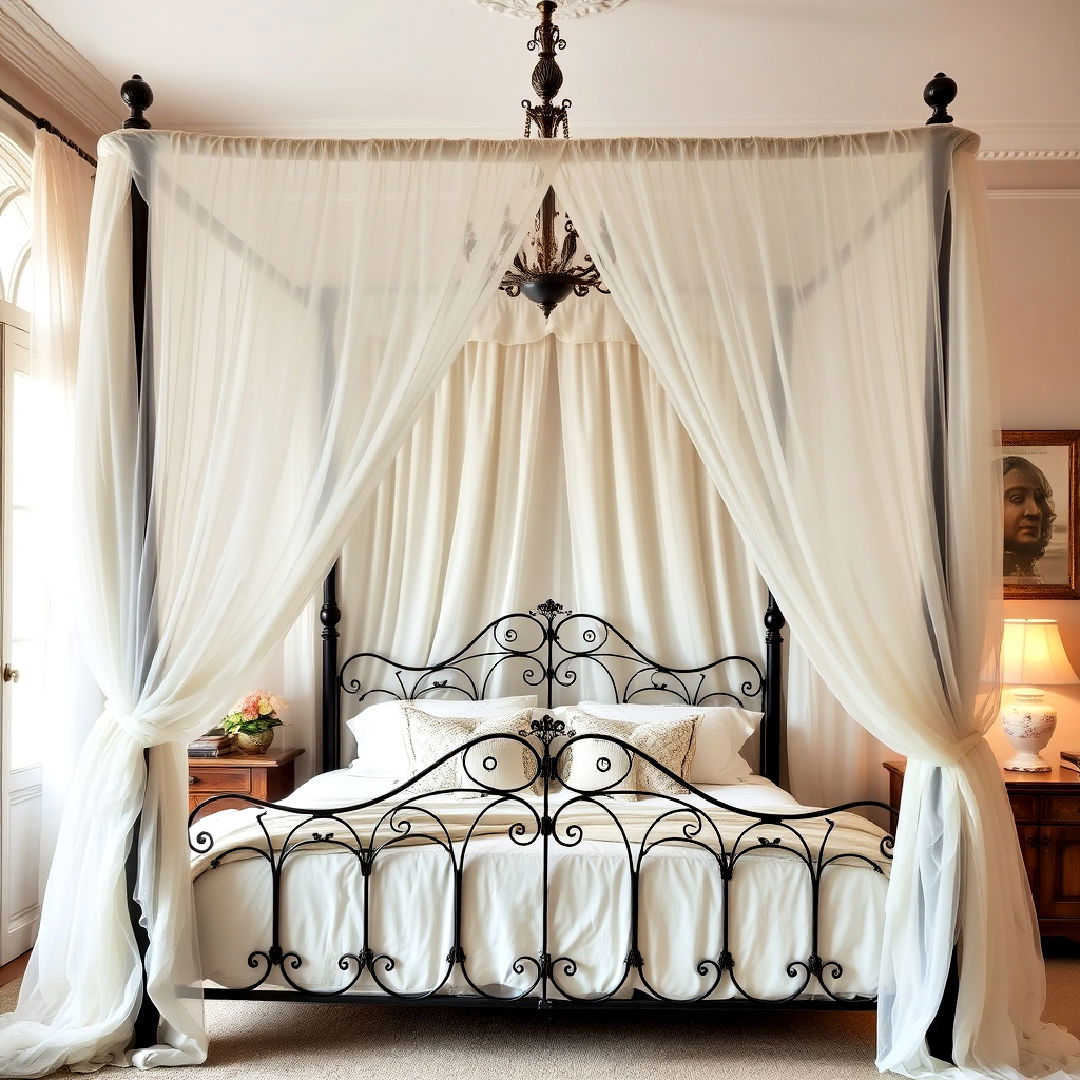 french inspired canopy bed with flowing curtains - 25 French Bedroom Decor Ideas