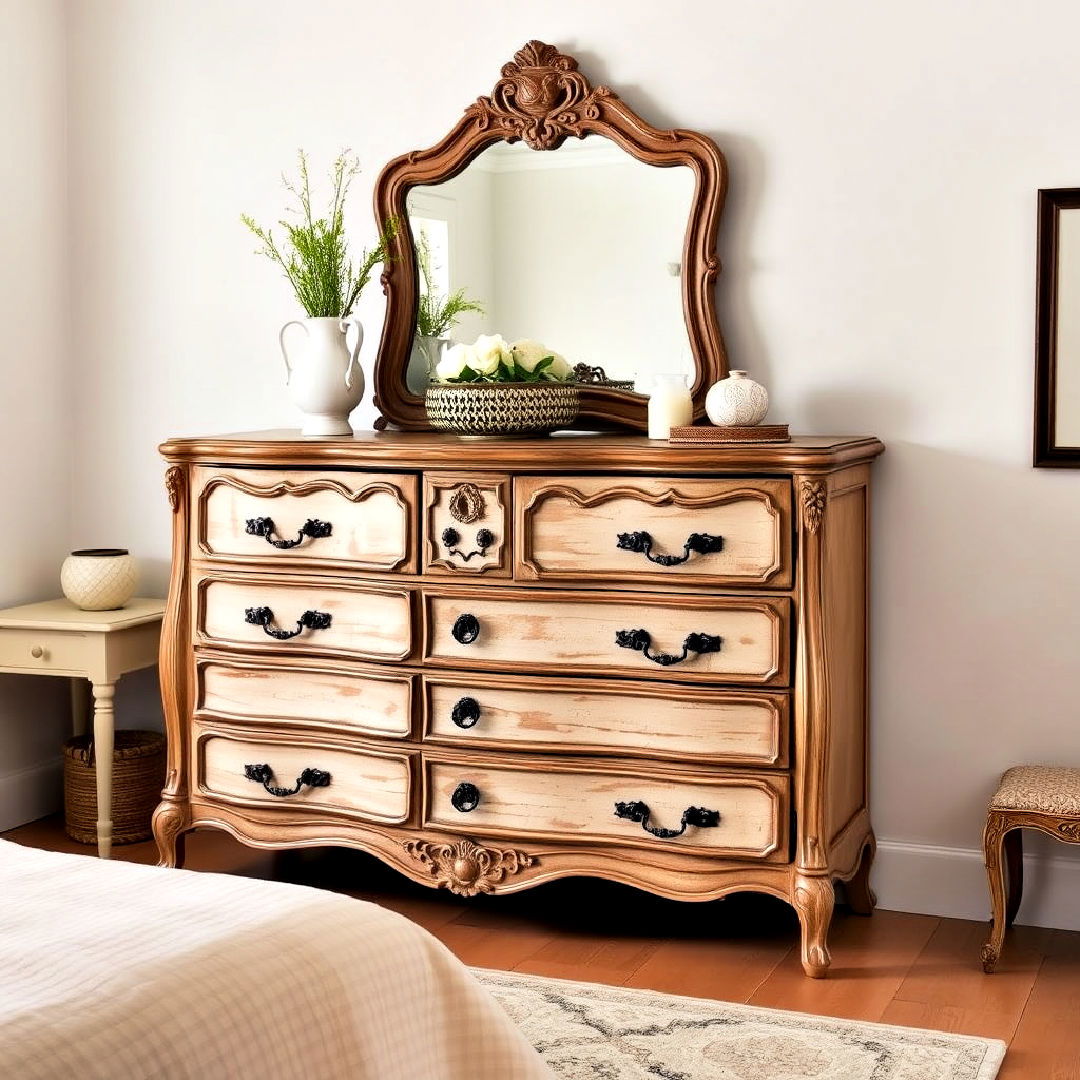 french provincial distressed dresser - 25 French Bedroom Decor Ideas