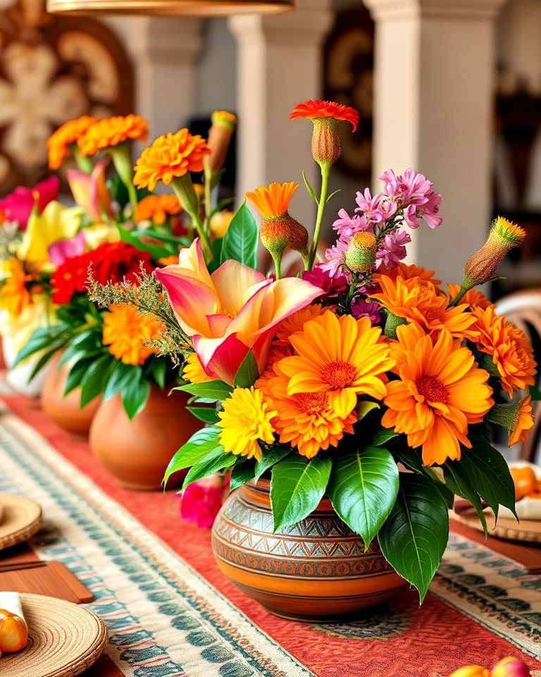 fresh floral arrangements for mexican table decor - 20 Mexican Table Decor Ideas