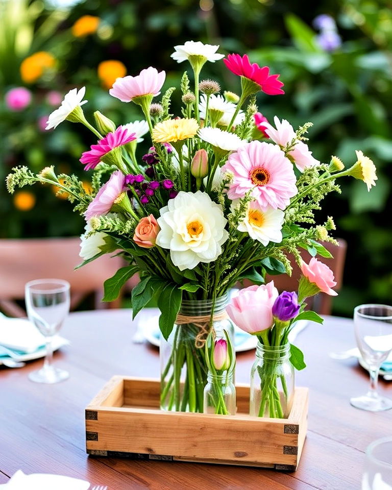 fresh flower centerpiece for garden party - 30 Garden Party Ideas