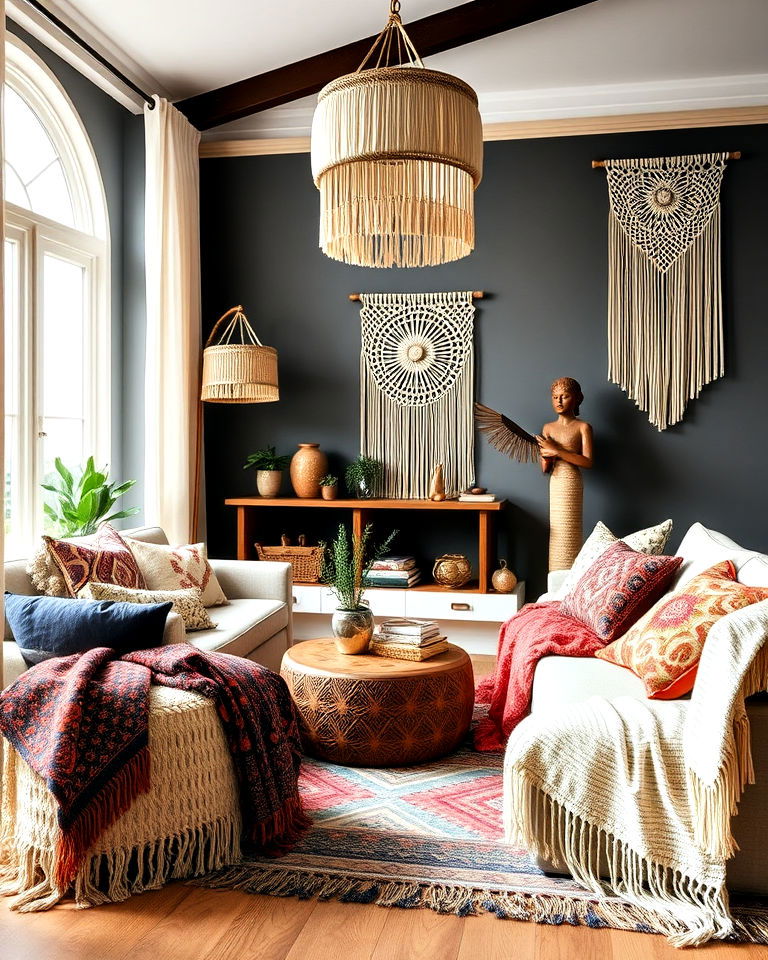 fringe and tassel accessories for bohemian maximalism - 30 Bohemian Maximalist Decor Ideas