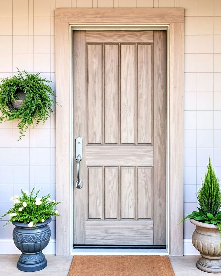 front door with driftwood stain - 25 Stained Front Door Ideas