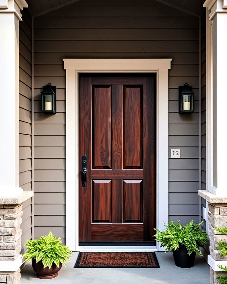 front door with ebony and mahogany blend - 25 Stained Front Door Ideas