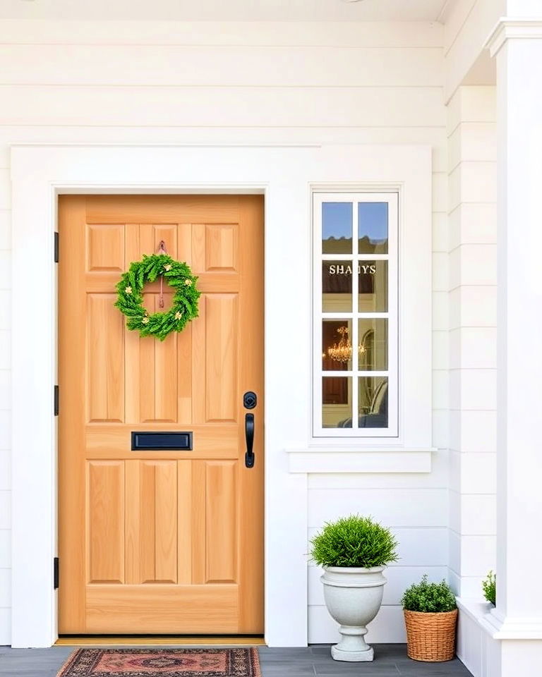 front door with light oak stain - 25 Stained Front Door Ideas