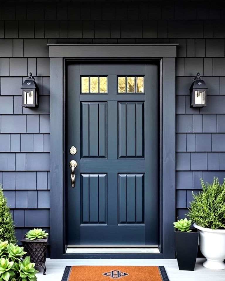 front door with midnight blue stain - 25 Stained Front Door Ideas