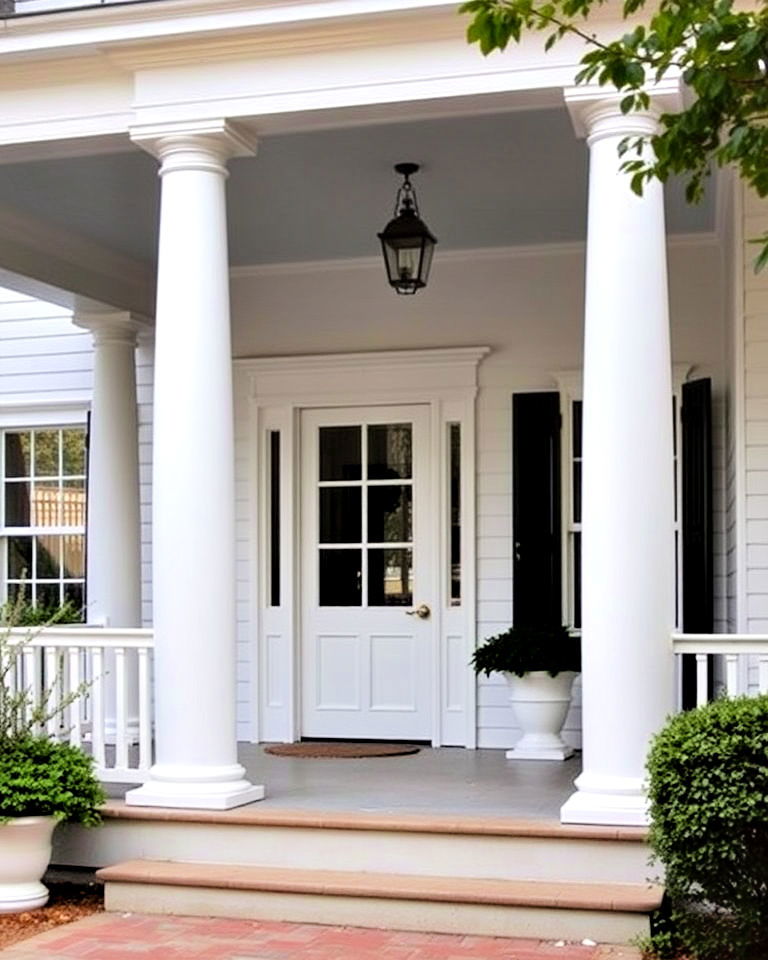 front porch with classic white columns - 30 Colonial Front Porch Ideas