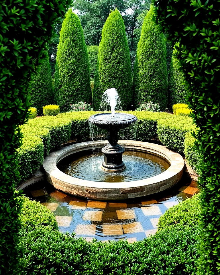 front yard water feature with boxwood shrubs - 20 Front Yard Boxwood Shrubs