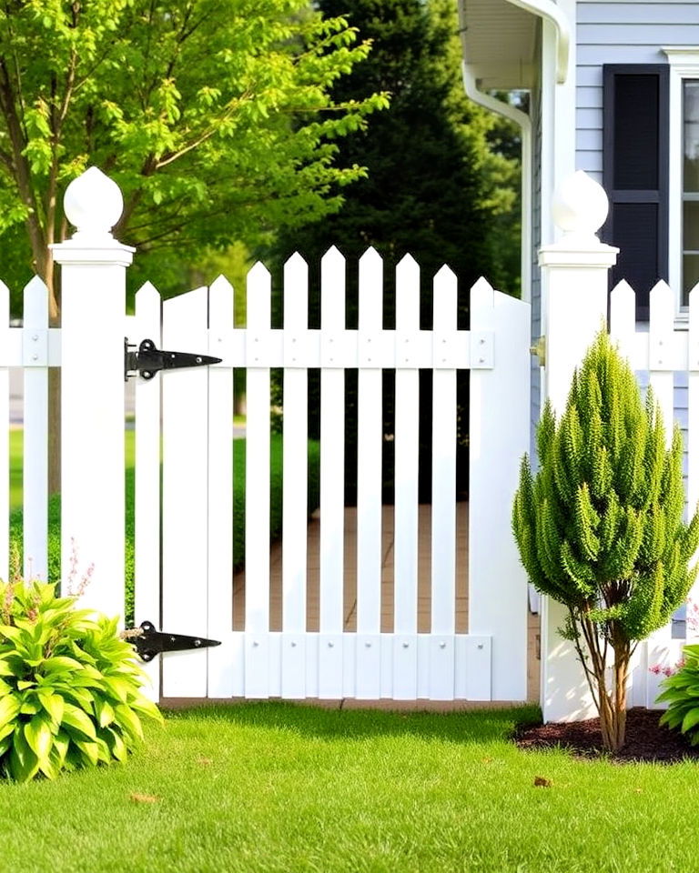 front yard with classic white picket gate - 20 Front Door Gate Ideas