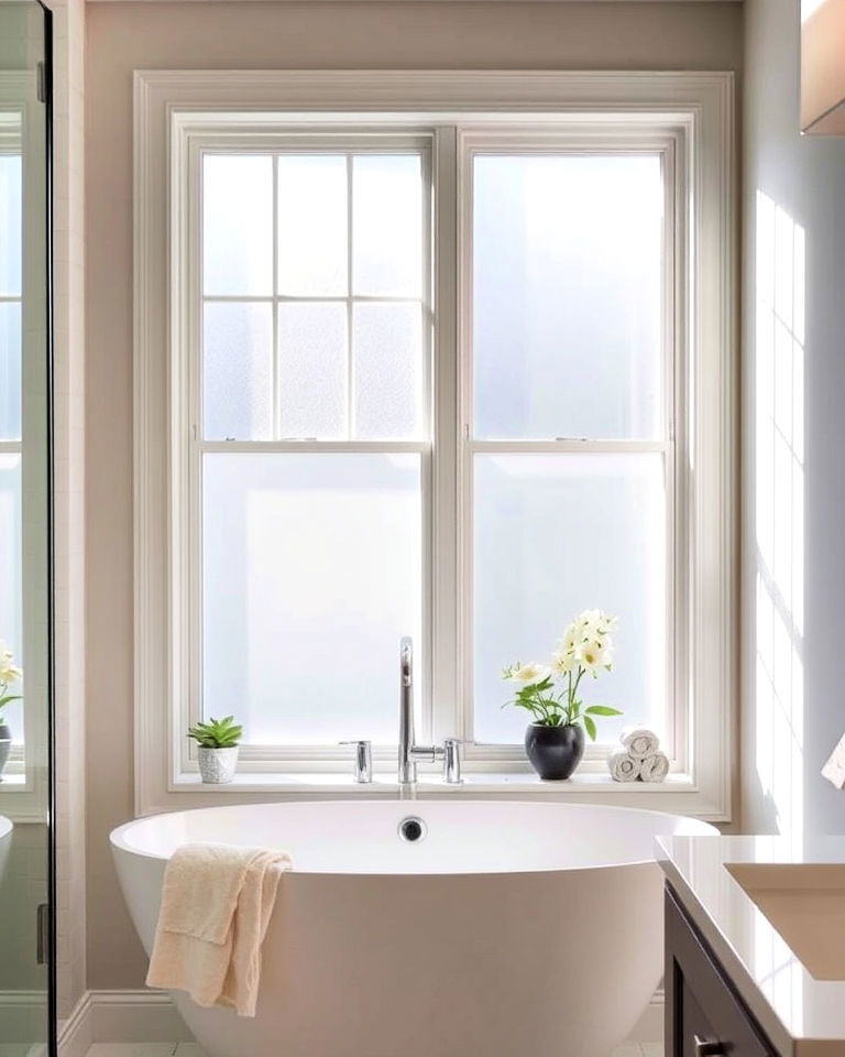 frosted glass panels for bathroom window - 30 Bathroom Window Treatment Ideas