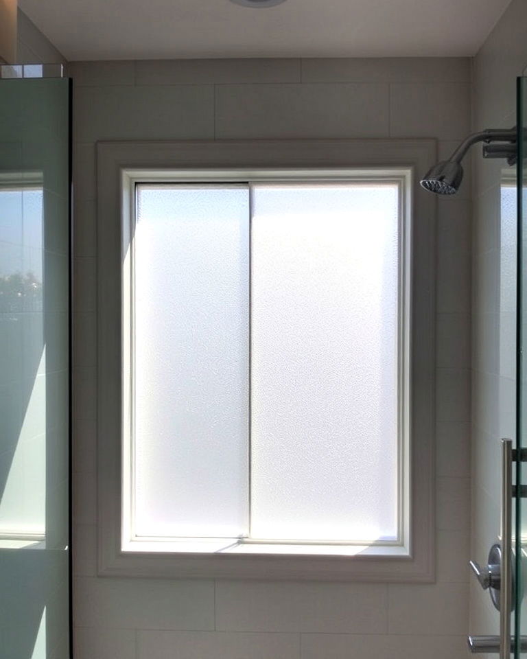 frosted shower glass for privacy - 30 Shower Window Ideas