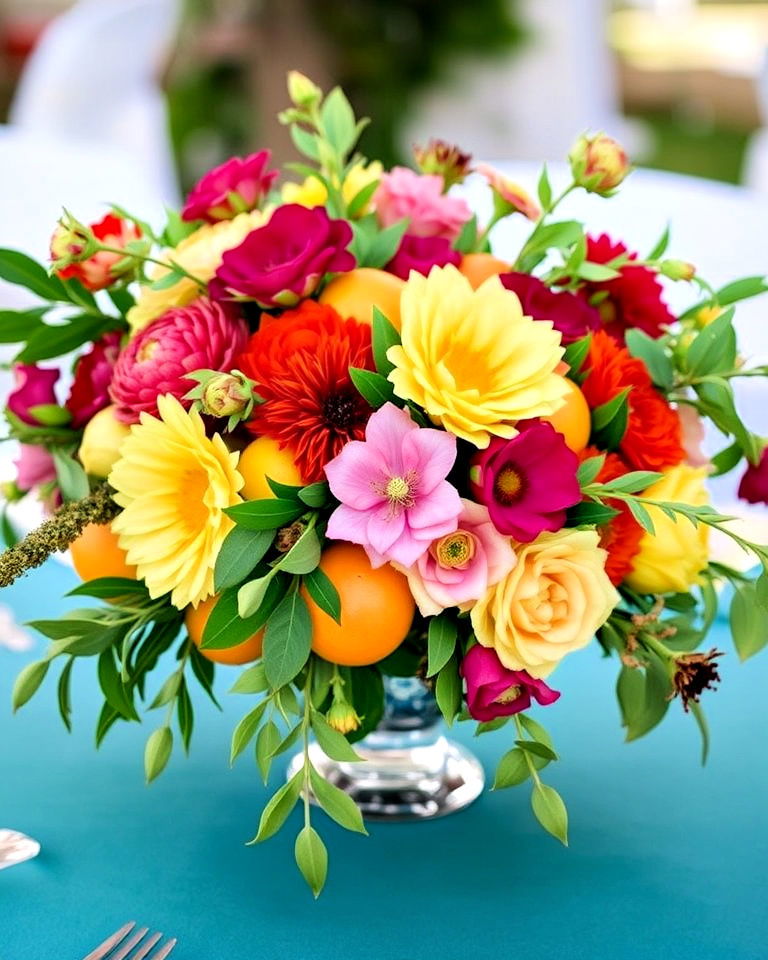 fruit and floral arrangement to add natural touch - 30 Wedding Table Decoration Ideas