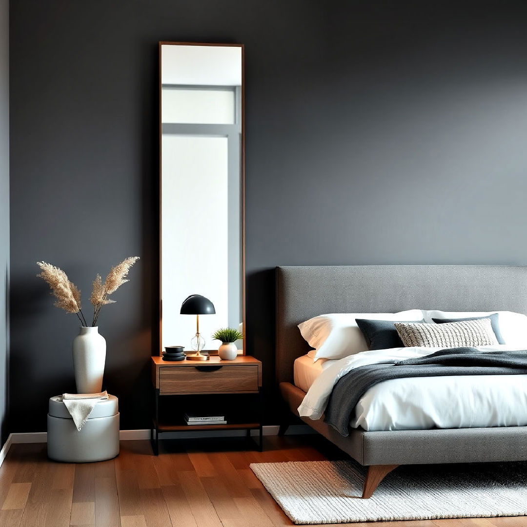 full length mirror for dramatic effect - 15 Mirror Behind Nightstand Design Ideas