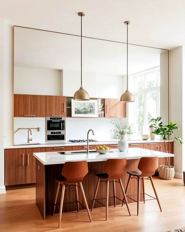full length mirror for glamorous look - 20 Mirror in Kitchen Ideas