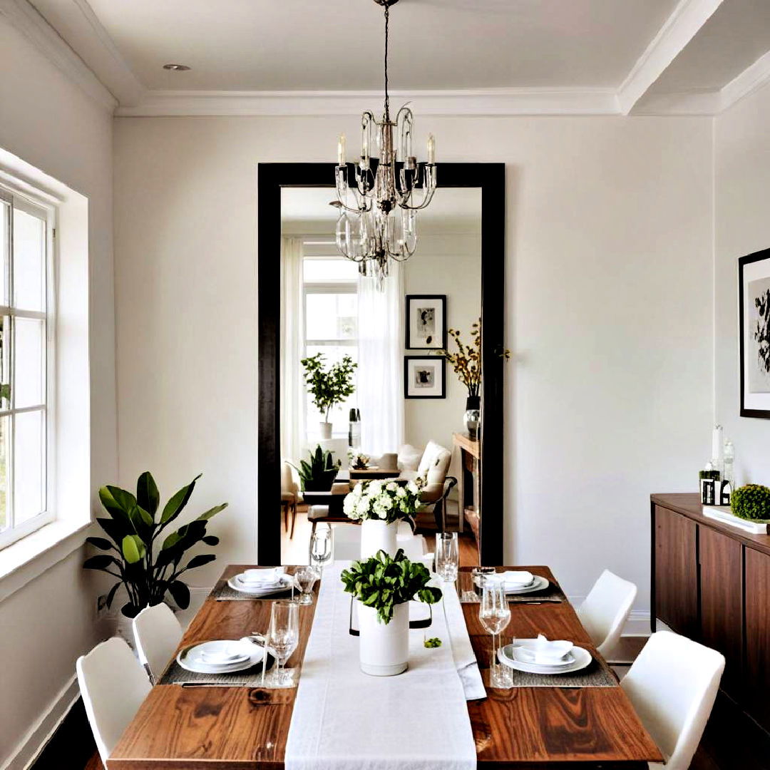 full length mirror to maximize light - 25 Dining Room Mirror Ideas