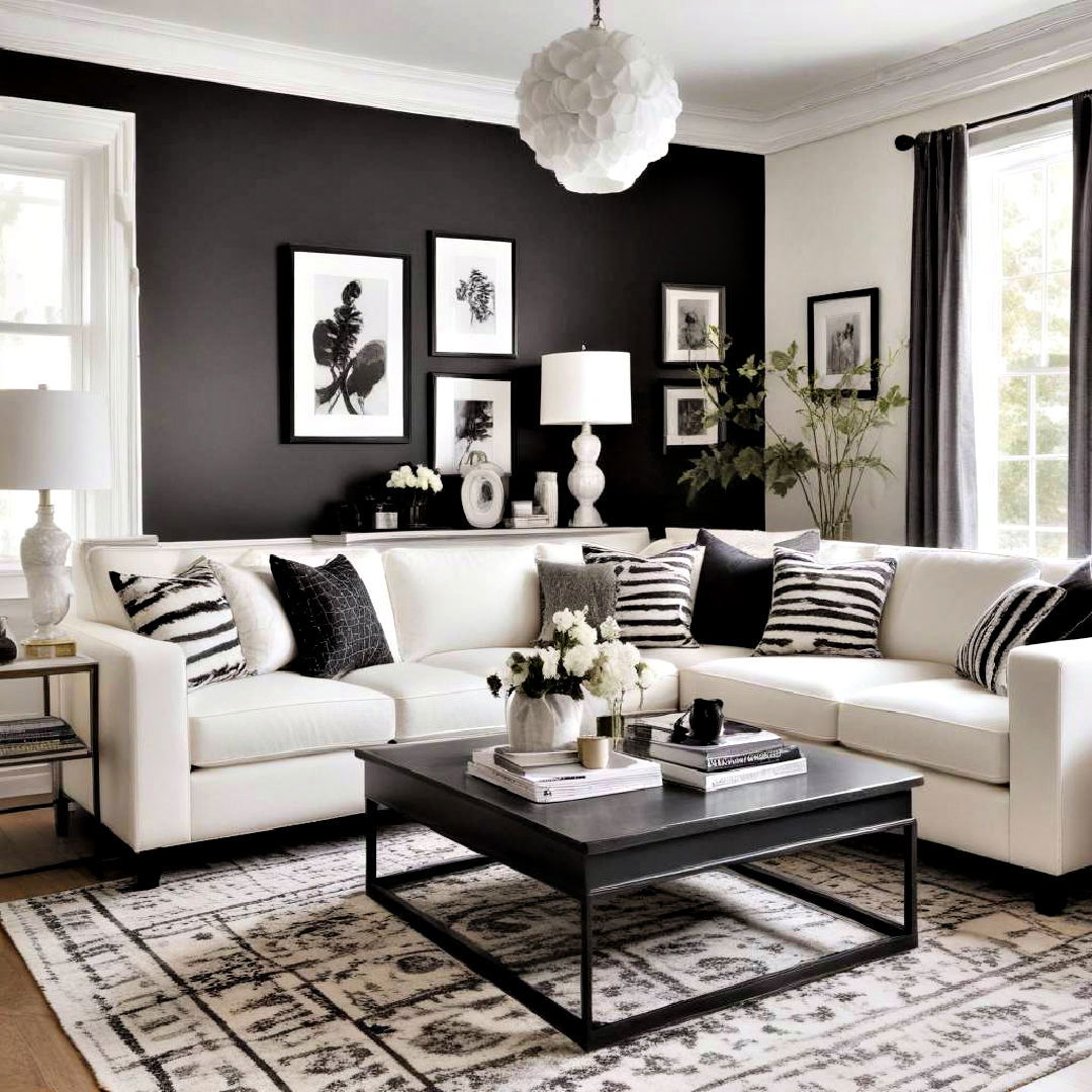 functional black and white design - 30 Black and White Living Room Ideas
