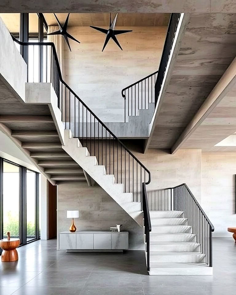 functional brutalist staircase - 20 Brutalism Interior Design Ideas