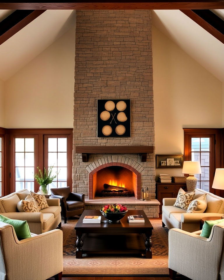 functional central hearth as a focal point - 15 Prairie-style Interior Design Ideas