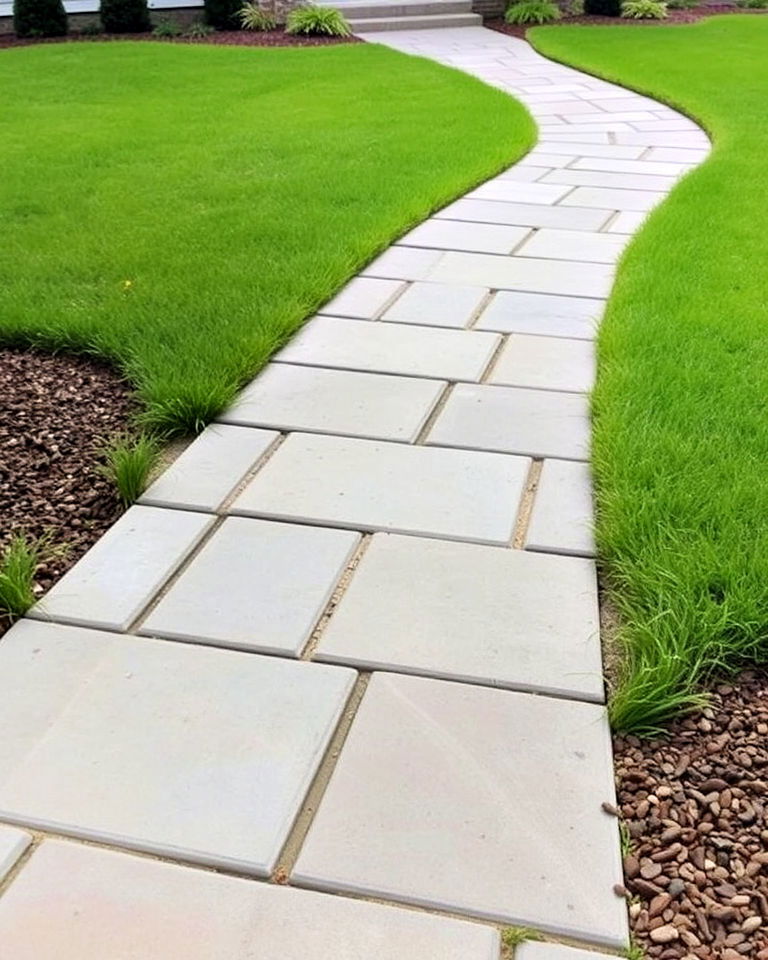 functional concrete paver walkway - 25 Concrete Landscaping Ideas