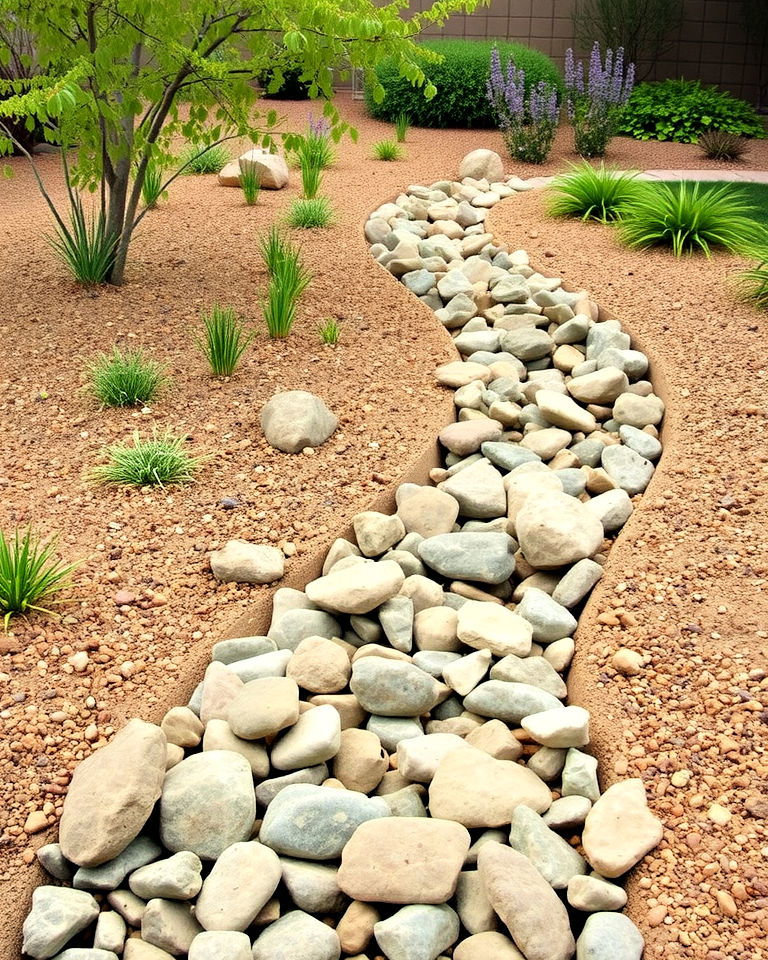 functional dry creek bed - 30 Ranch House Landscaping Ideas