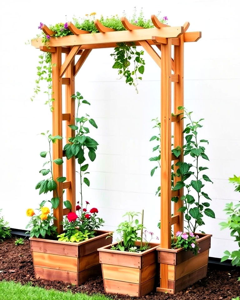 functional dual purpose planter arbor - 40 Garden Arbor Ideas