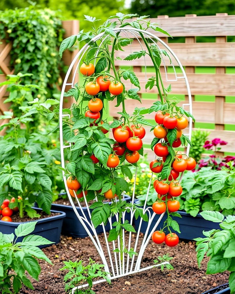 functional fan trellis for tomato plants - 30 Tomato Trellis Ideas