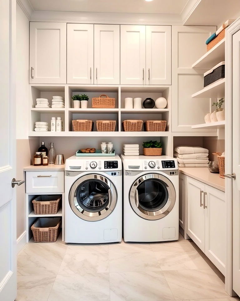 functional floor to ceiling storage - 30 Luxury Modern Laundry Room Ideas