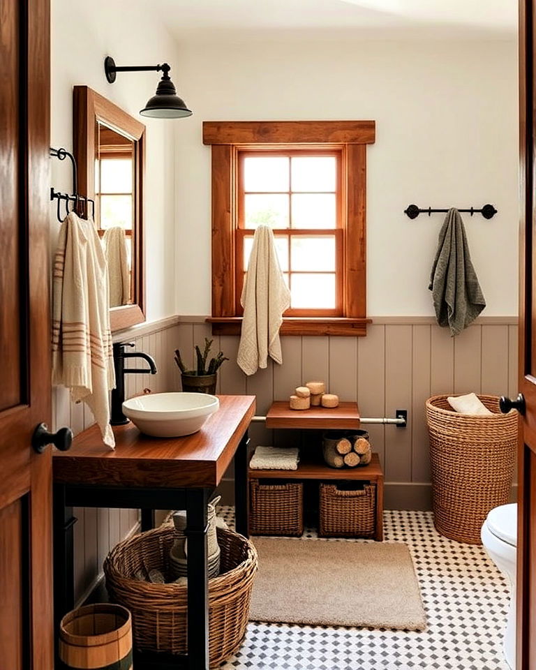 functional handcrafted accessories - 30 Craftsman Bathroom Ideas