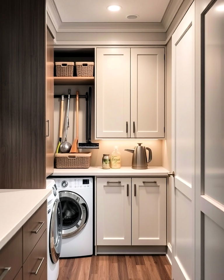 functional hidden utility closet - 30 Luxury Modern Laundry Room Ideas
