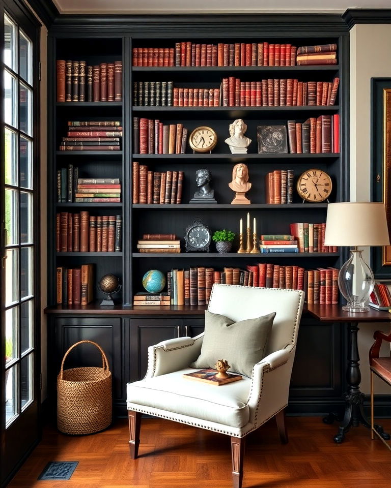 functional library corner - 20 Dark Academia Dining Room Ideas