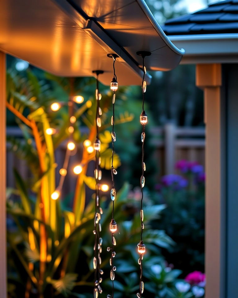 functional rain chain lights - 40 Garden Lighting Ideas