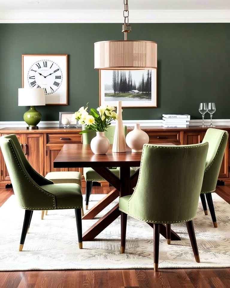 functional sage green accent chairs - 25 Sage Green Dining Room Ideas