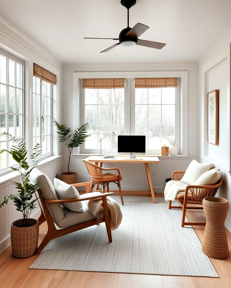functional scandinavian inspired sunroom office - 20 Sunroom Office Ideas
