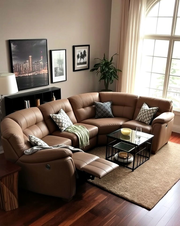 functional sectional with a reclining feature - 30 Small Living Room Sectional Layout Ideas