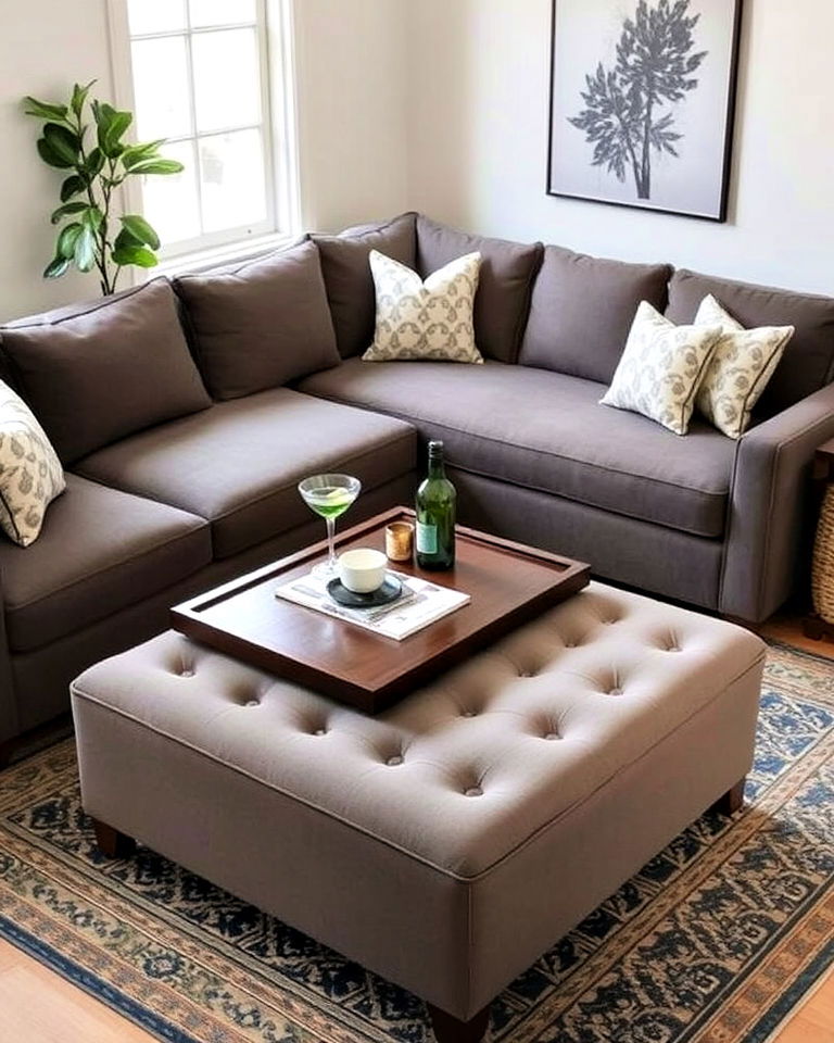 functional sectional with an ottoman - 30 Small Living Room Sectional Layout Ideas